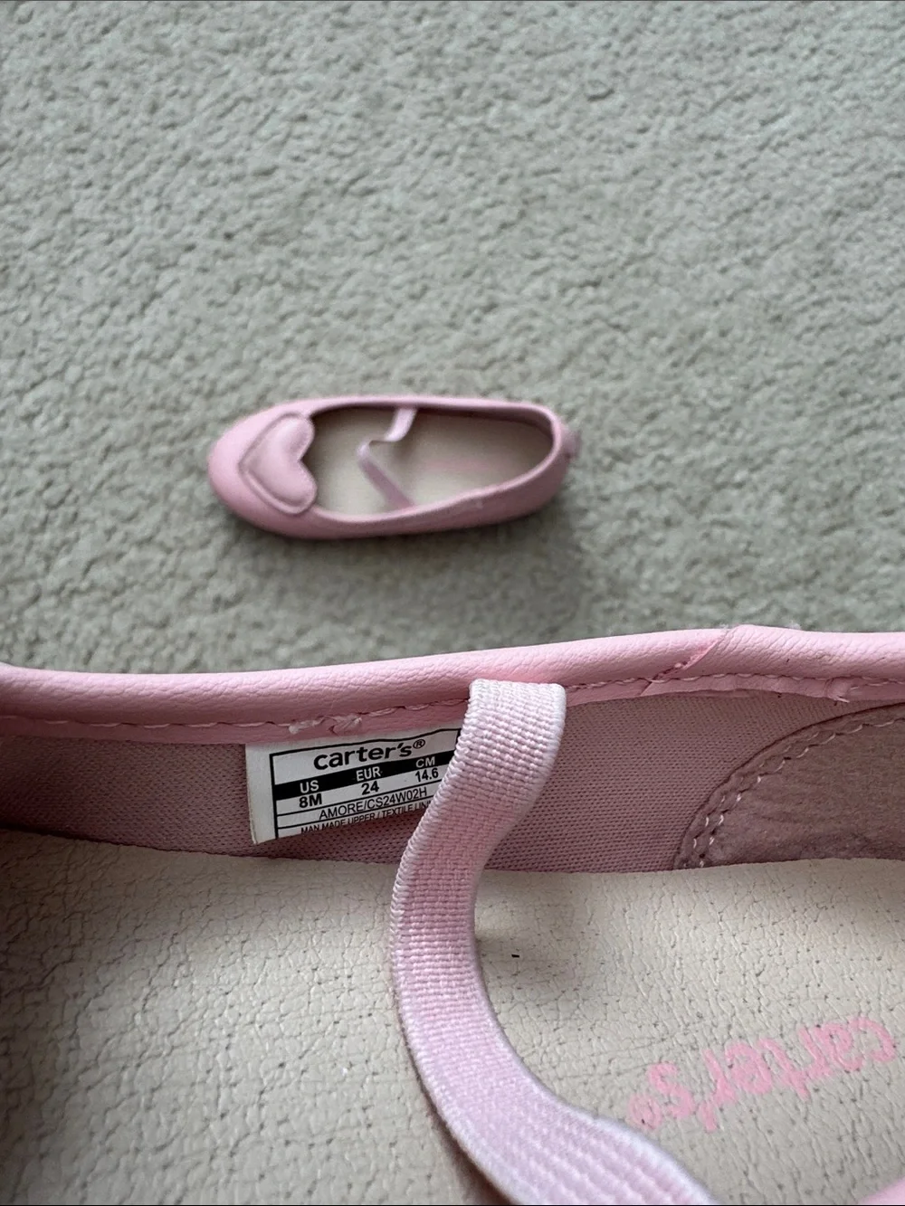 Carter's Pink Heart Mary Jane Ballet Flats - size 8